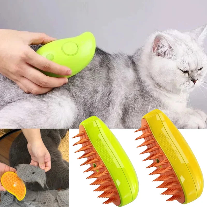 3 In1 Dog Steamer Brush for Massage Pet Grooming Removing Tangled and Loose Hair - Select Dog Bargains